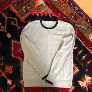 Everlane cashmere crew - grey, navy piped